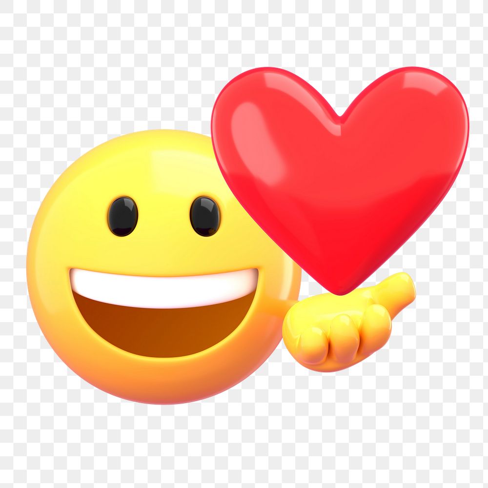 Love emoji png sticker, 3D illustration transparent background