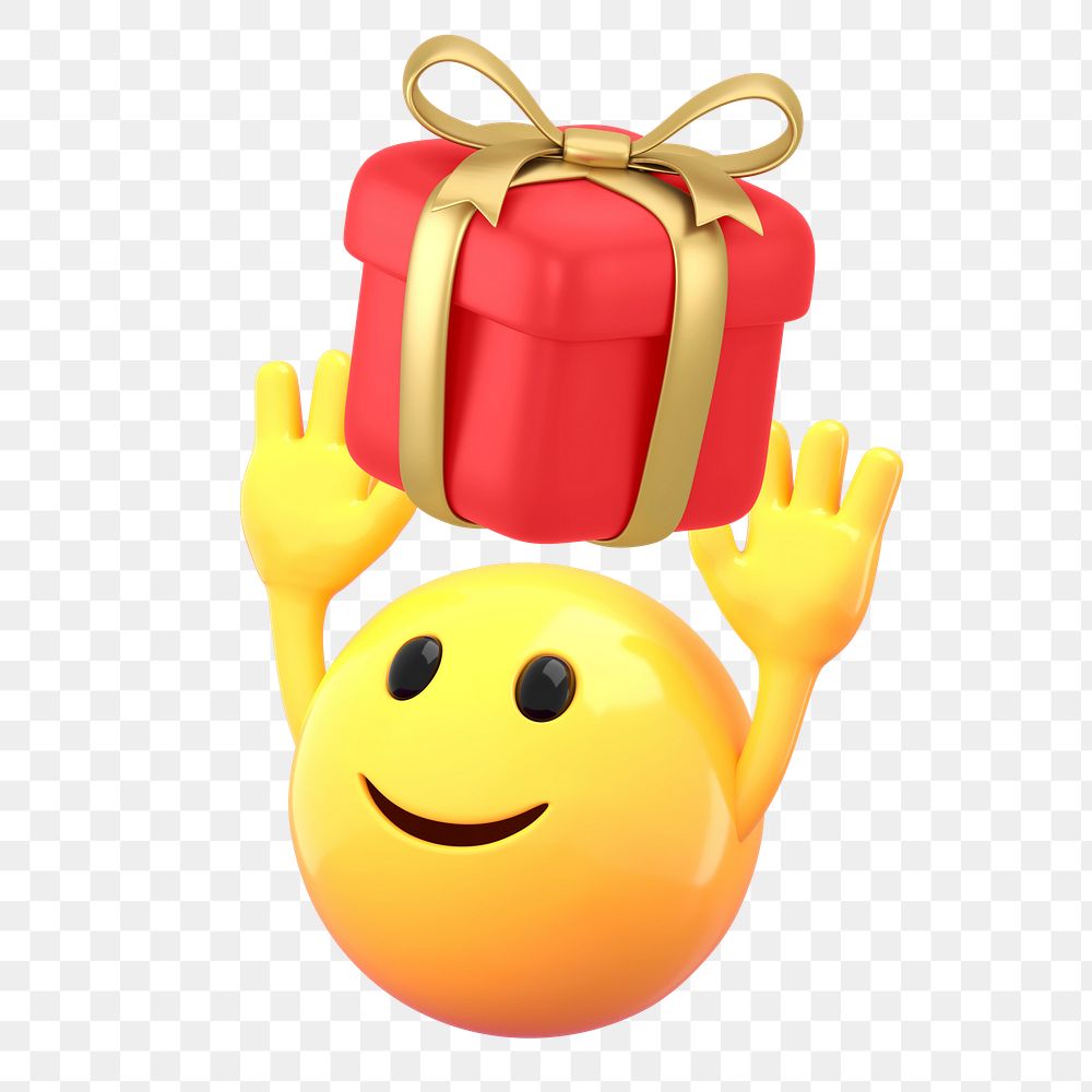 Present box emoji png sticker, 3D illustration transparent background