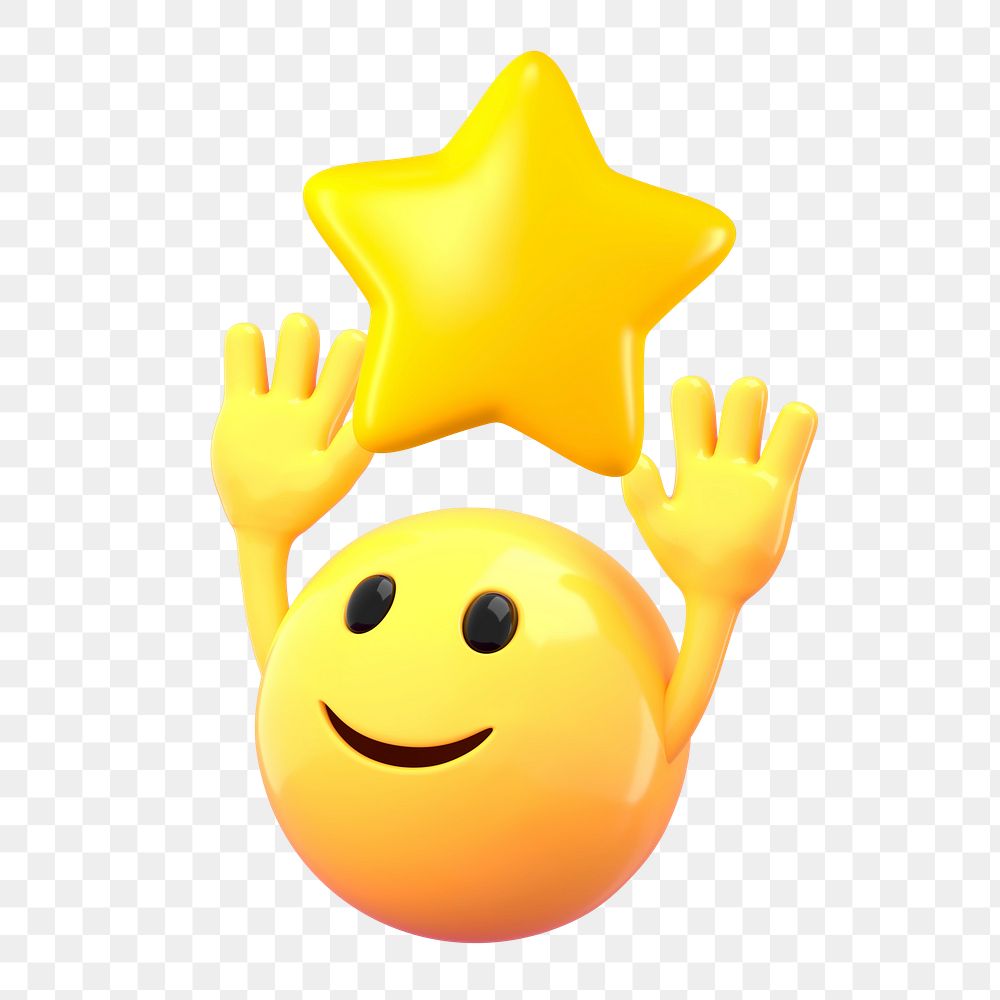 Star emoji png emoji sticker, 3D illustration transparent background