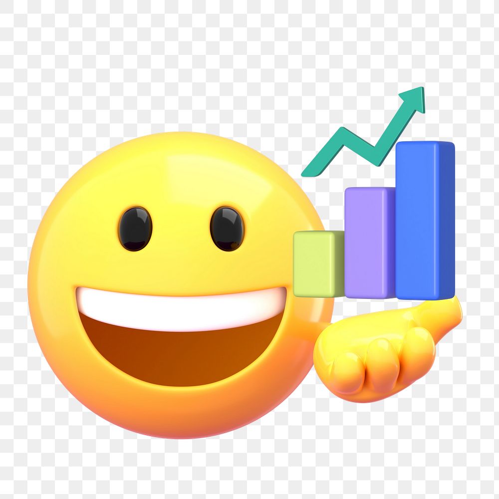 Business growth png emoji sticker, 3D illustration transparent background