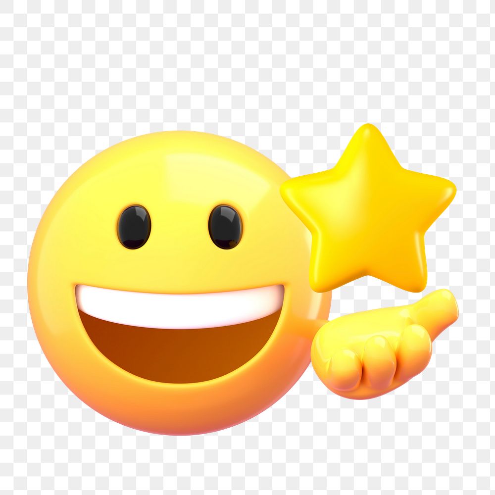 Star ratings png emoji sticker, 3D illustration transparent background