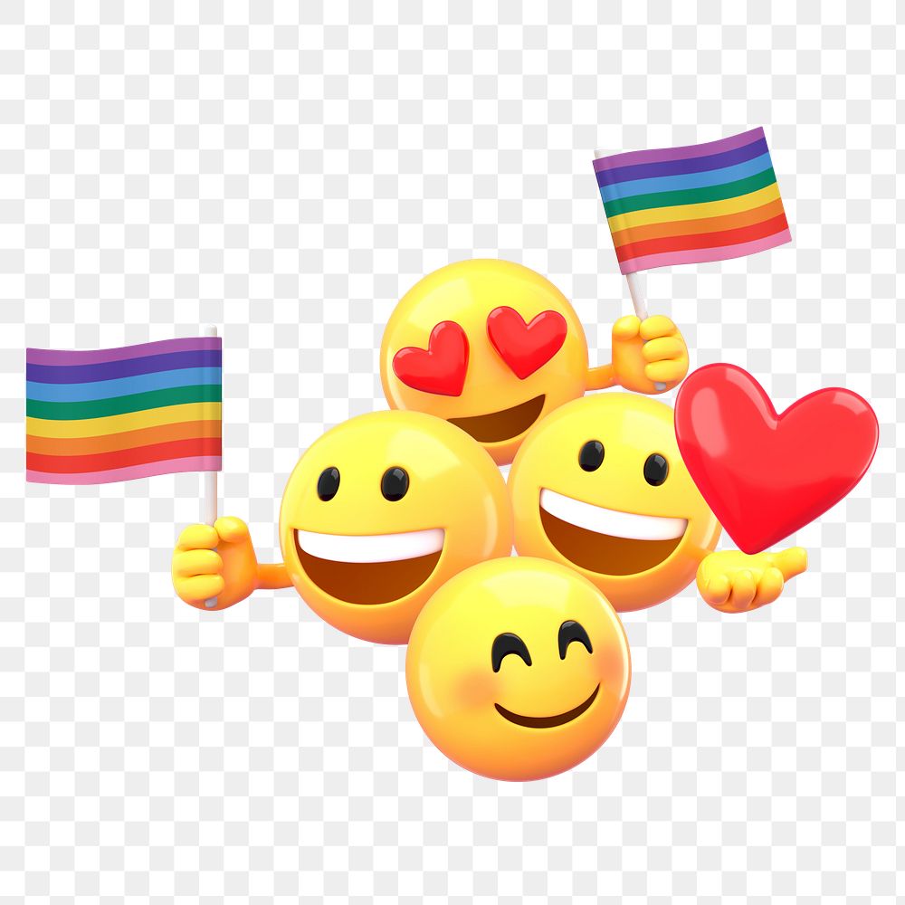 LGBT pride emoji png sticker, 3D illustration transparent background