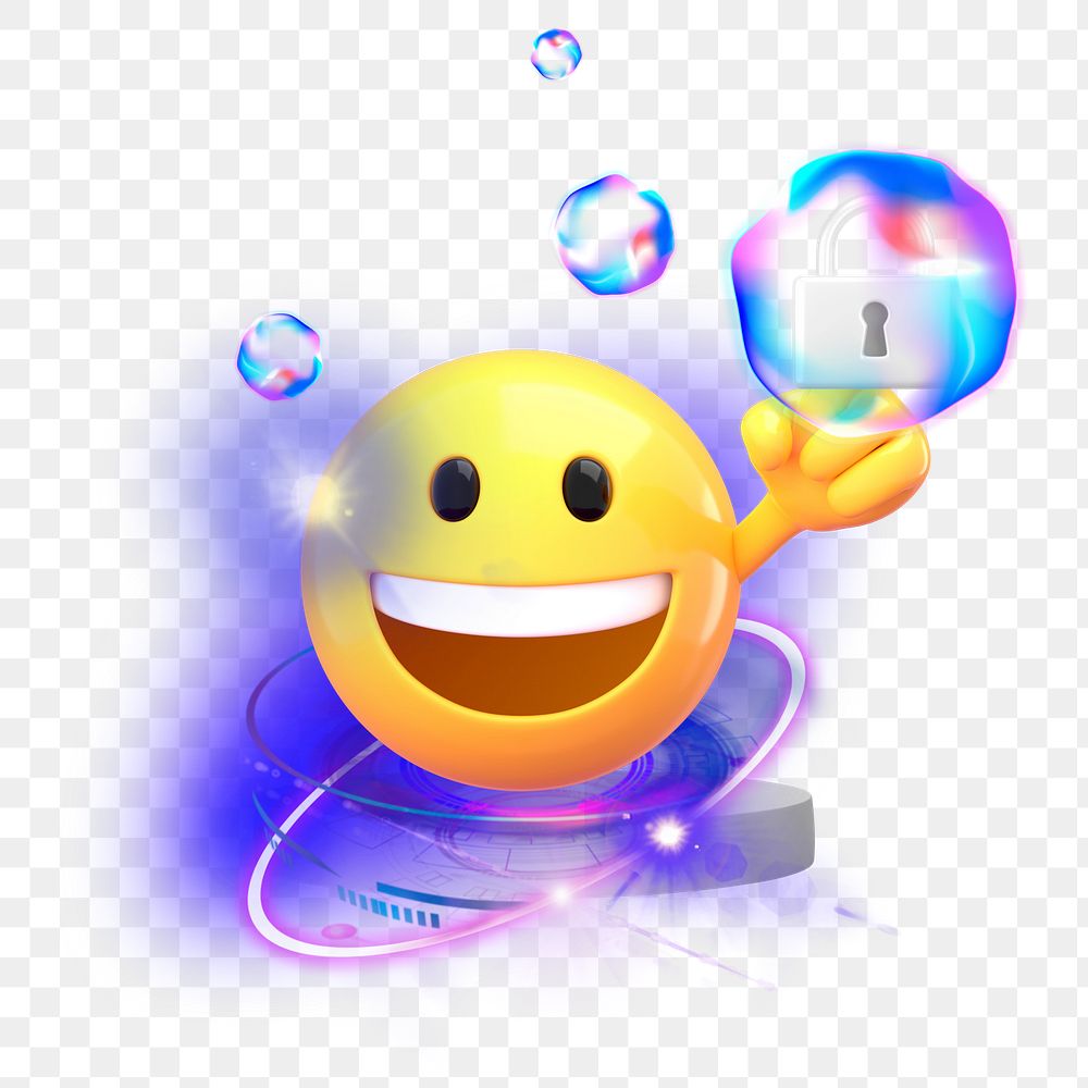 Cybersecurity protection emoji png sticker, 3D illustration transparent background