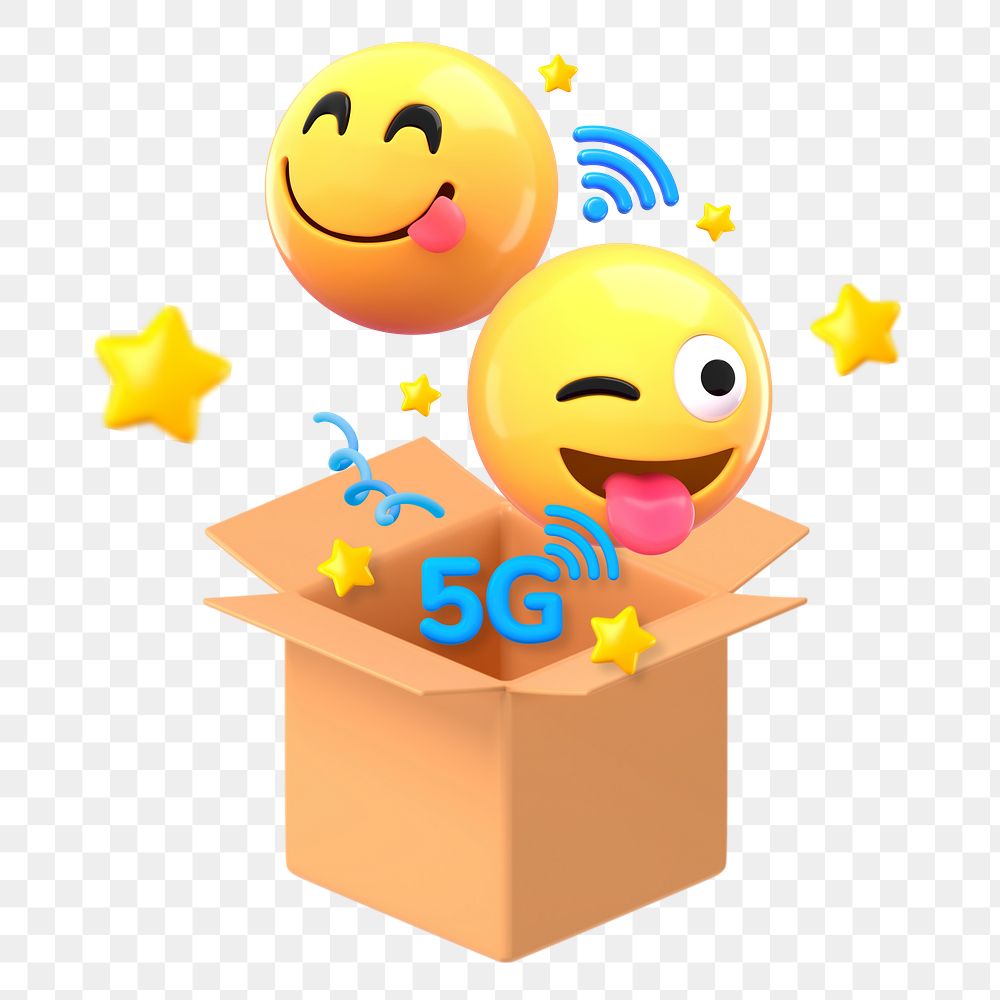 5G network 3D png emoticon sticker, transparent background