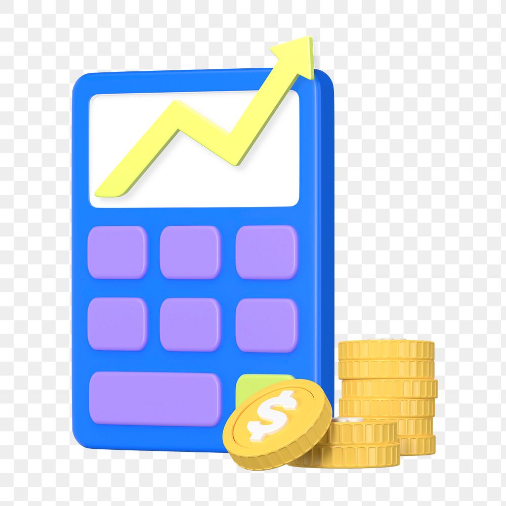 Interest rate calculator png sticker, 3D graphic, transparent background