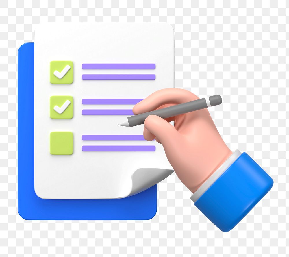 Admin checklist png sticker, 3D graphic, transparent background