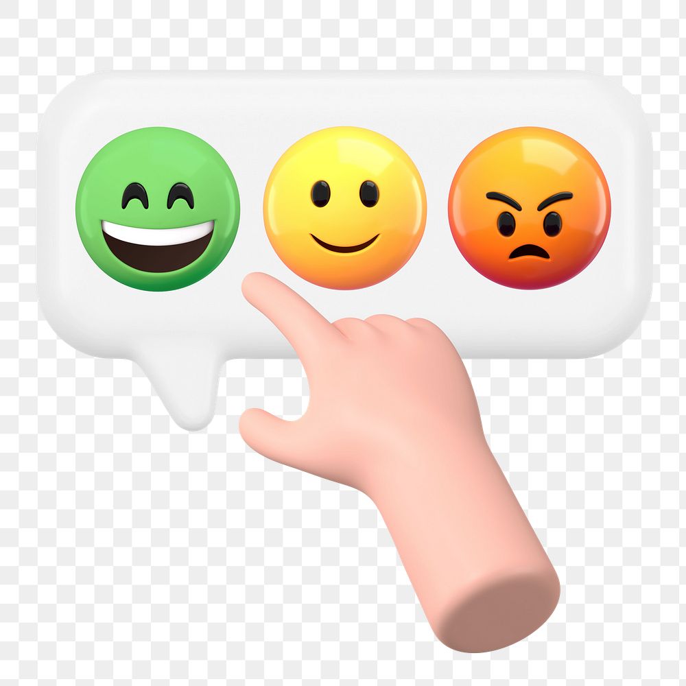Mood tracker emoticons png sticker, 3D hand illustration, transparent background