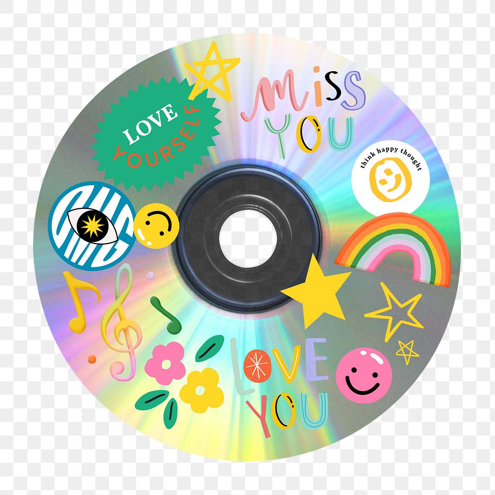 Cute colorful disc png sticker, transparent background