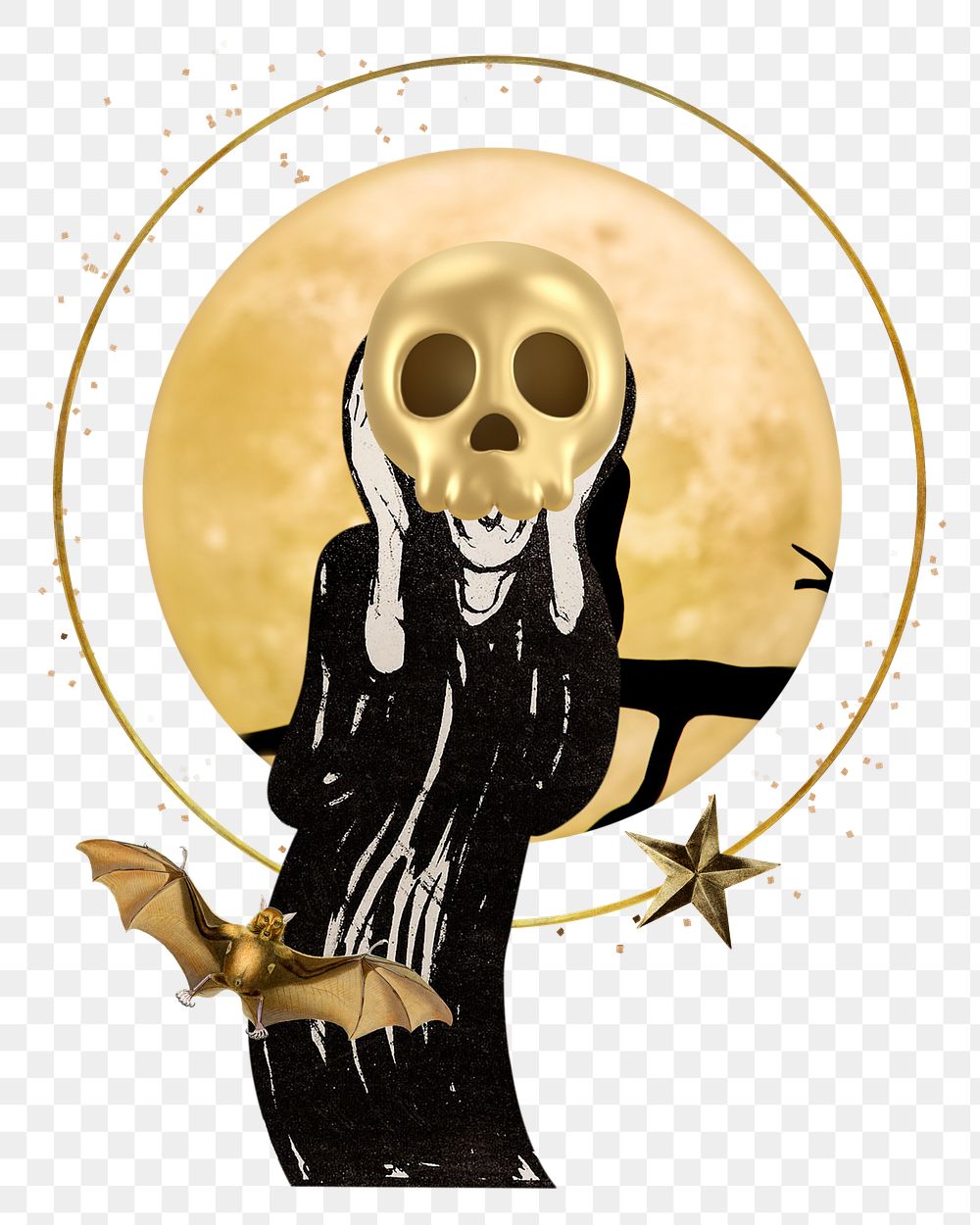 The Scream 3D skull png, transparent background. Remixed by rawpixel