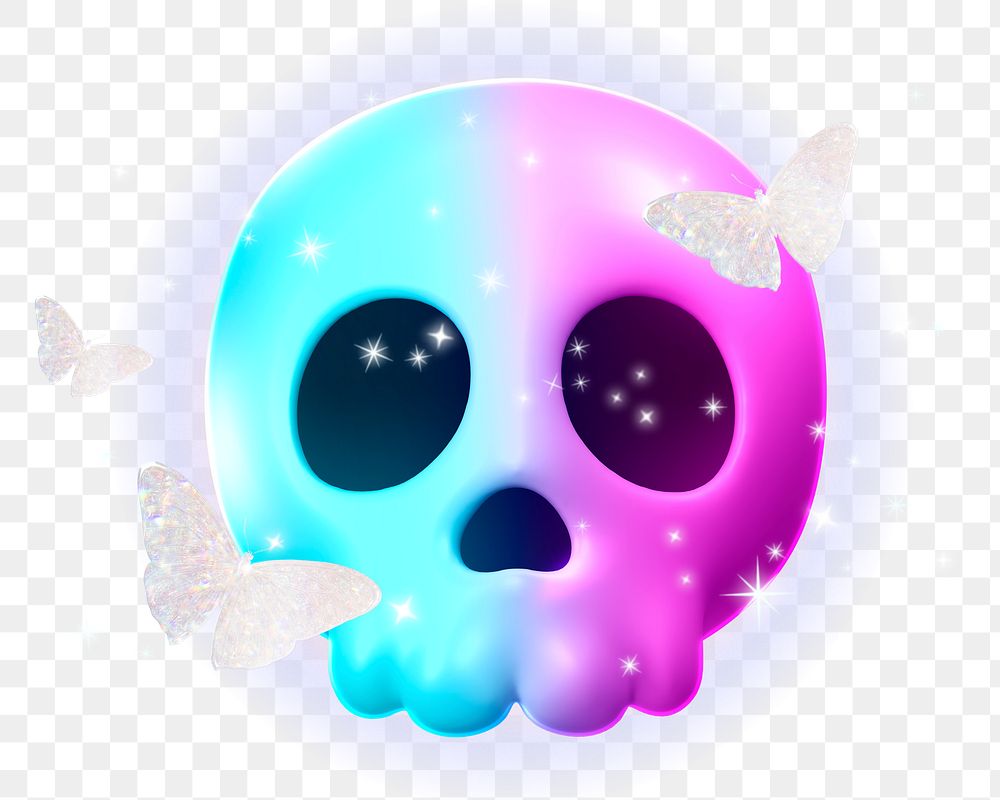 Colorful skull png sticker, transparent background