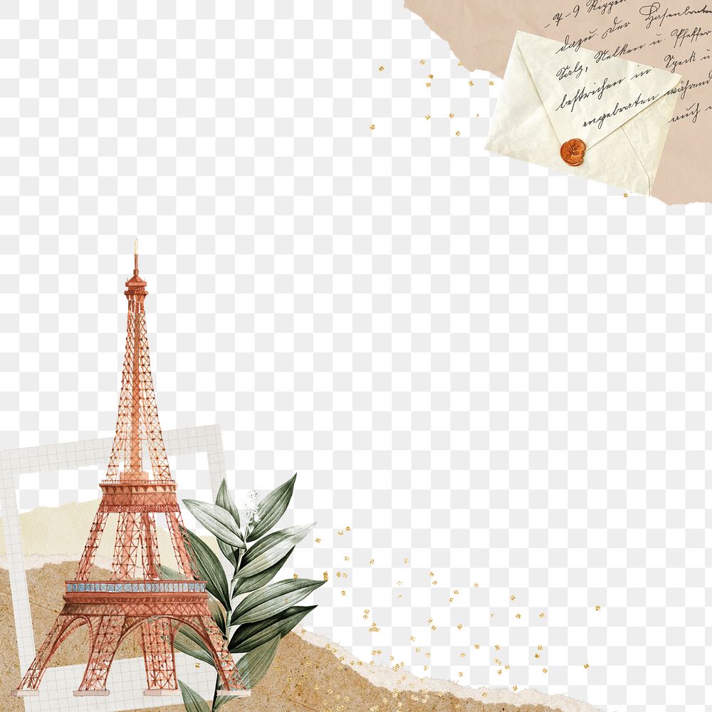 Eiffel Tower png border, transparent background