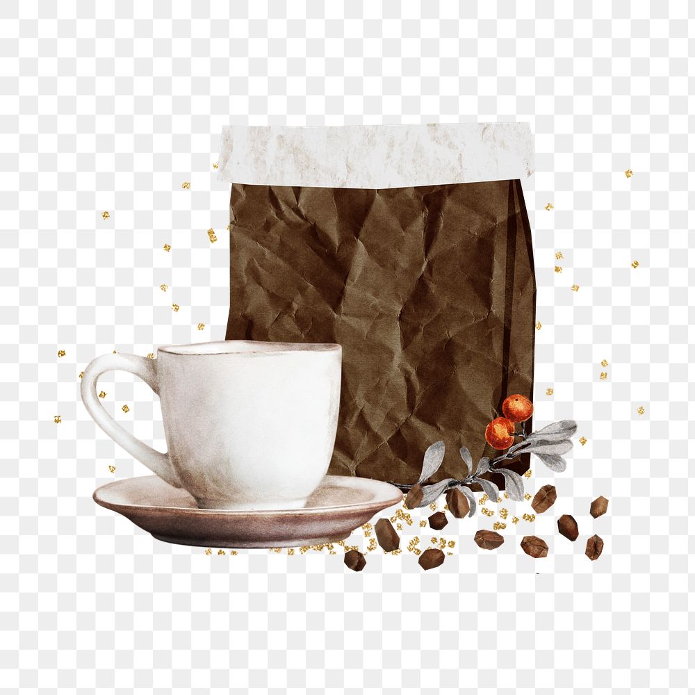 Aesthetic holiday coffee png sticker, transparent background