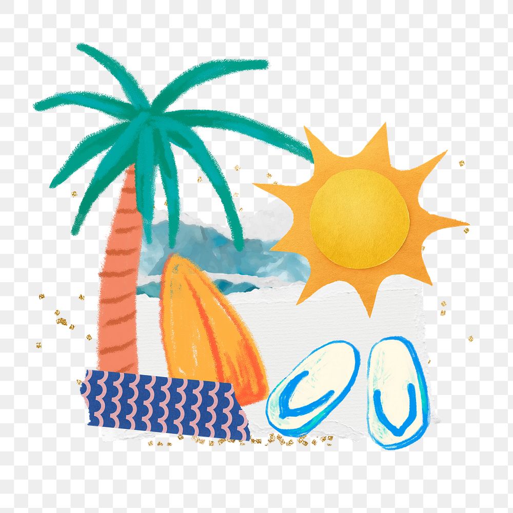 Summer palm tree png sticker, transparent background
