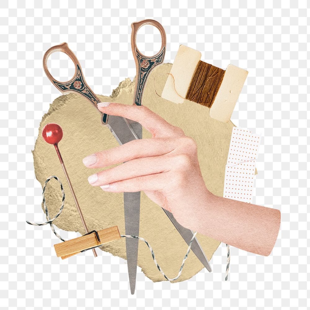 Sewing & knitting  png sticker, transparent background