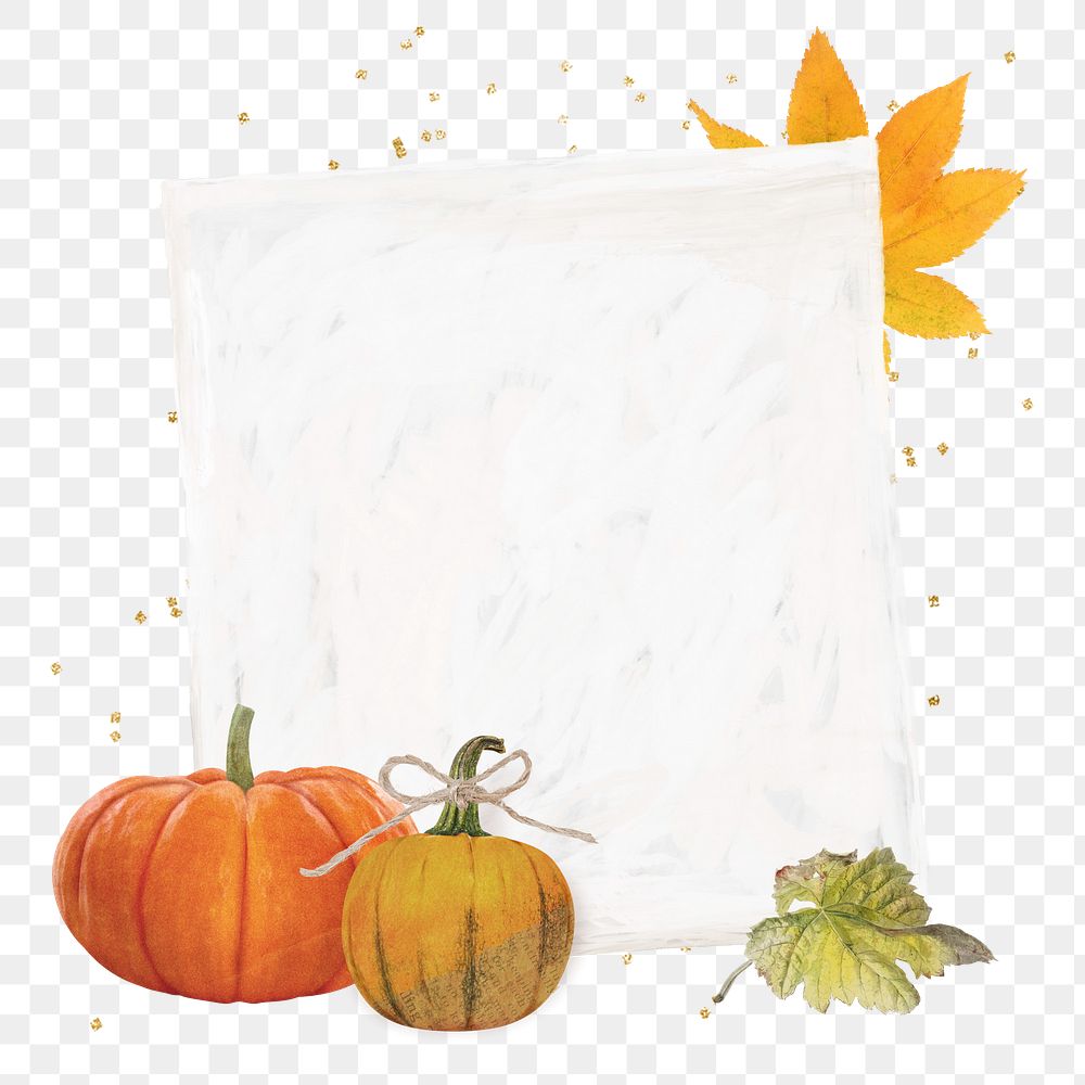 Autumn pumpkin png sticker, note paper design, transparent background