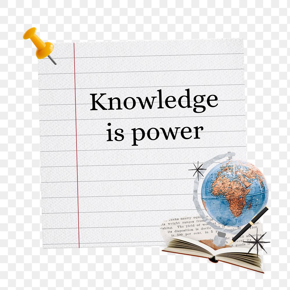 Knowledge is power png sticker, education collage, transparent background