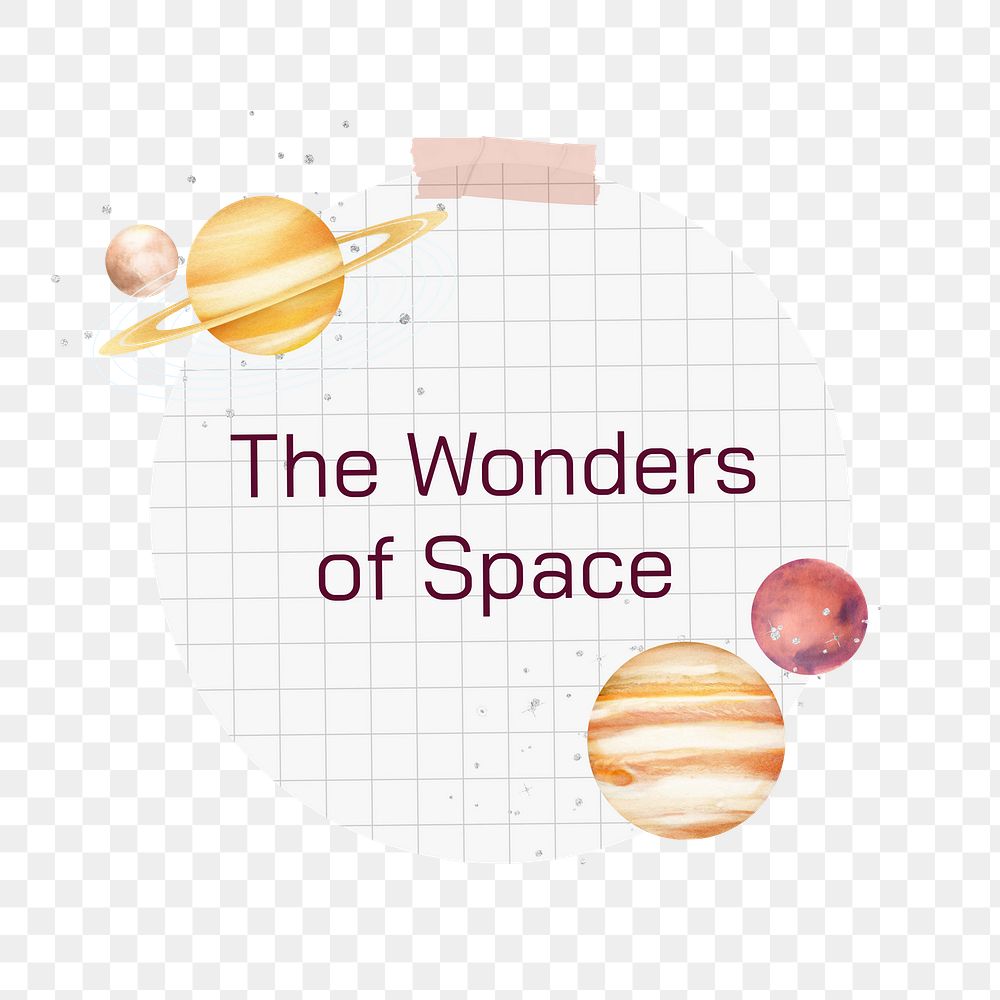 Wonders png space word, galaxy collage, transparent background
