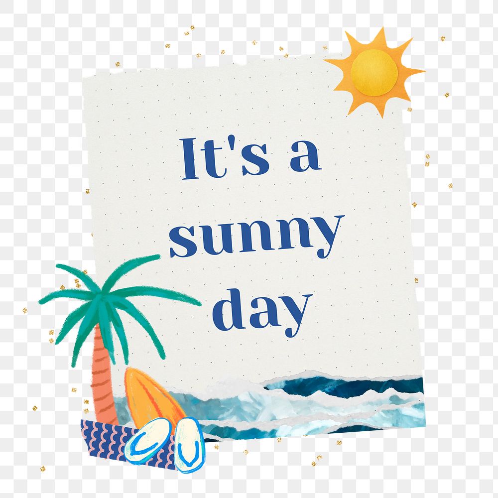 Summer day words png sticker, aesthetic collage, transparent background