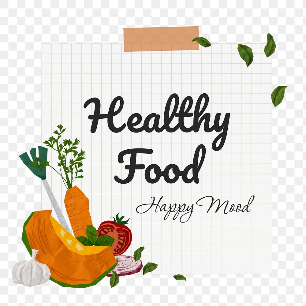 Healthy food png happy mood, healthy collage, transparent background
