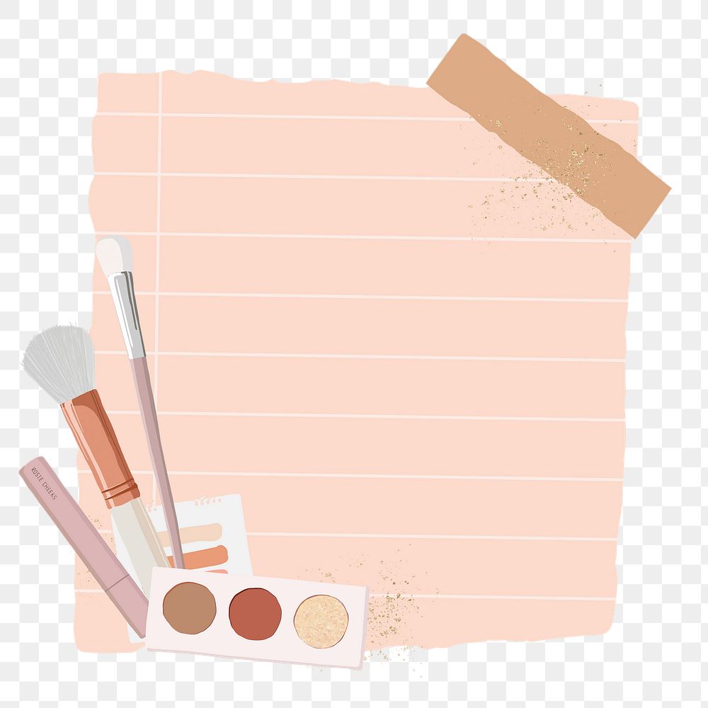 Line note paper png sticker, makeup guru aesthetic collage, transparent background