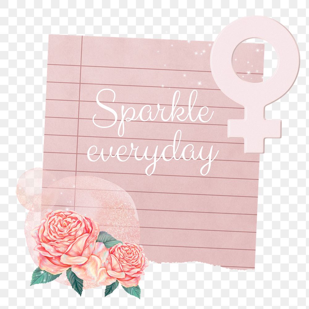 Sparkle everyday png word sticker, floral aesthetic paper collage, transparent background