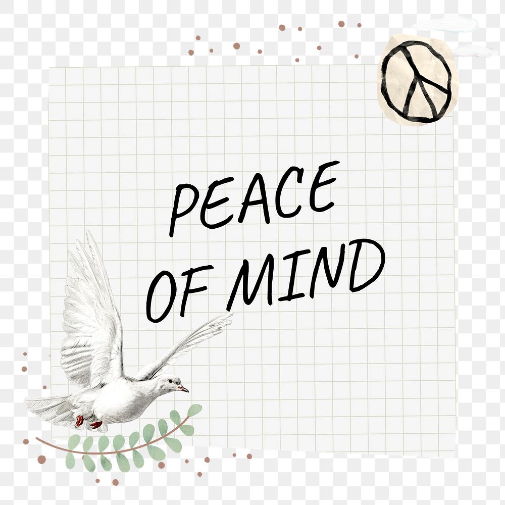 Peace of mind png sticker, transparent background