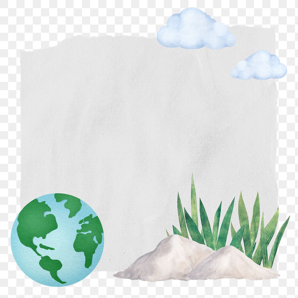 Environment globe png ripped paper sticker, nature collage on transparent background