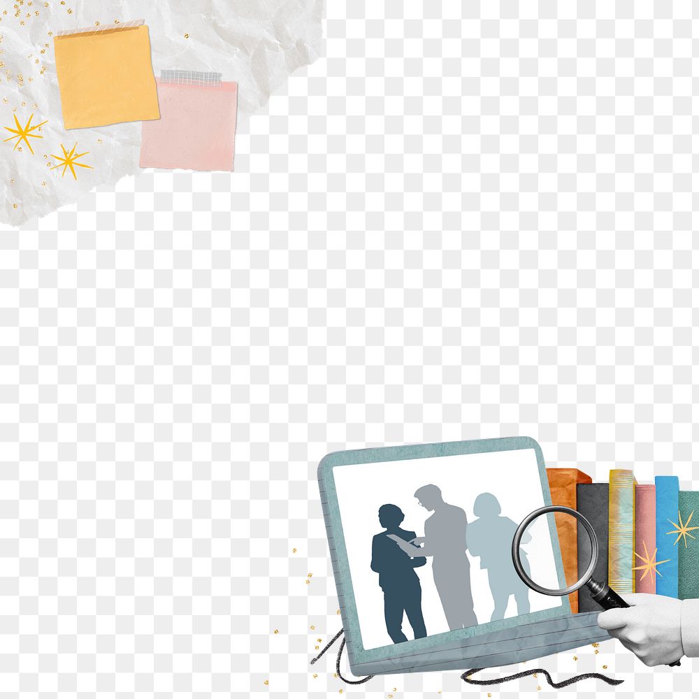 Job seek png border, business collage, transparent background