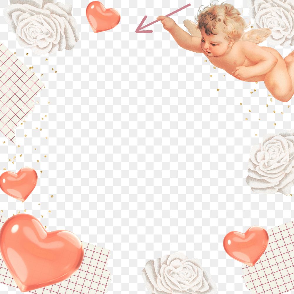 Valentine's cupid png frame, transparent background