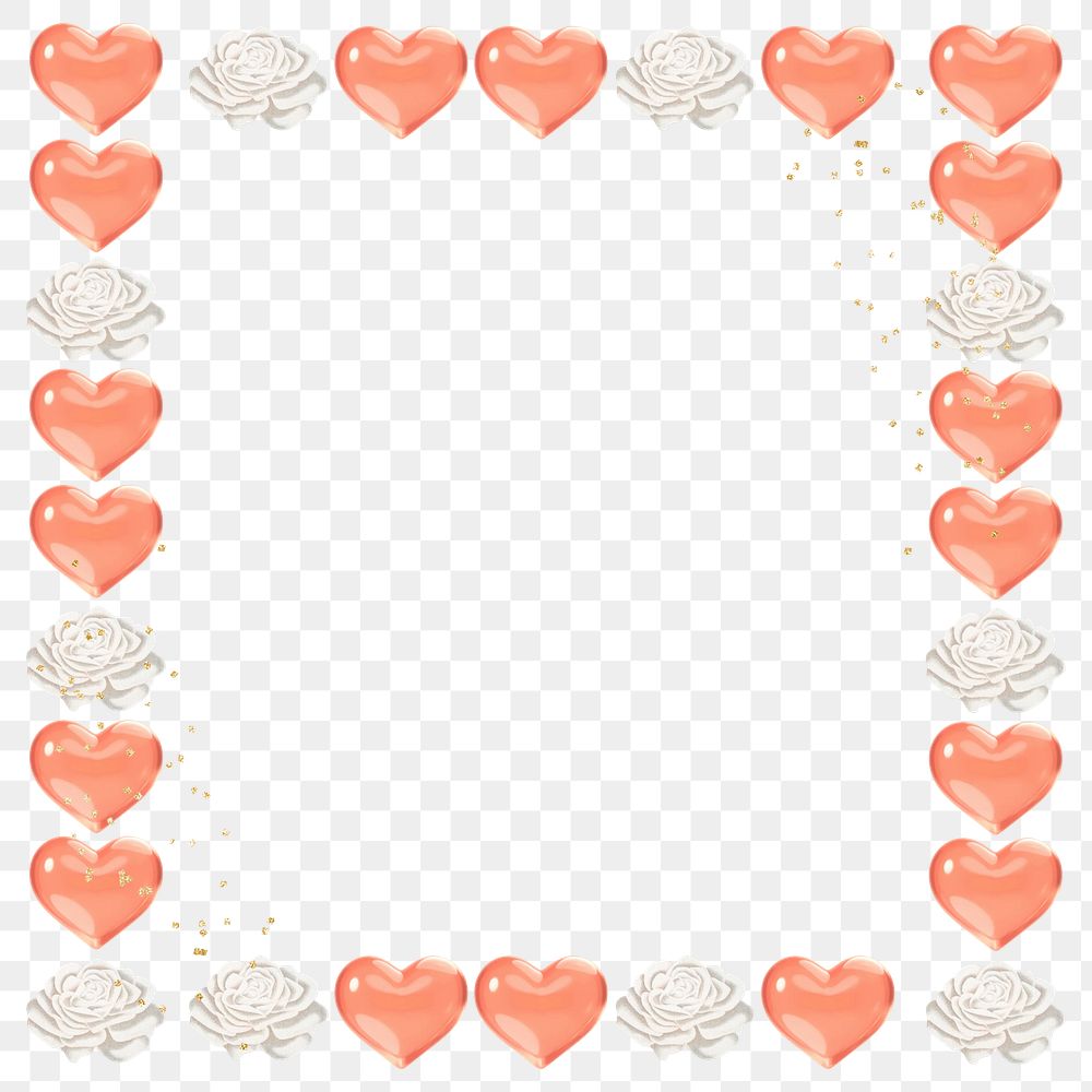 Valentine's heart png frame, transparent background