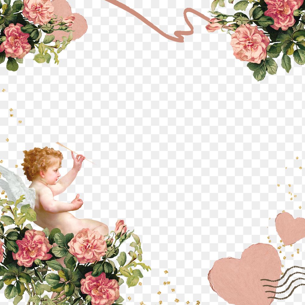 Valentine's cupid png frame, transparent background