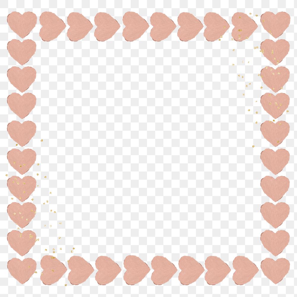 Valentine's heart png frame, transparent background