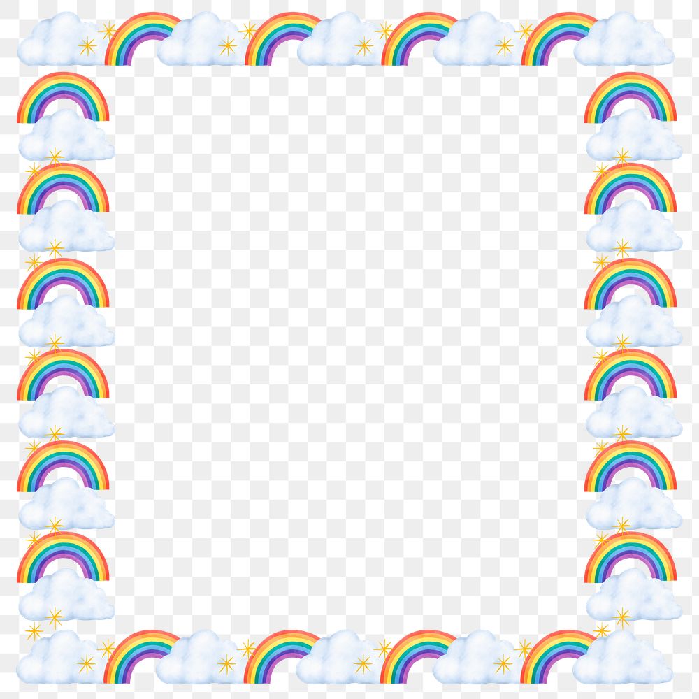 Rainbow patterned png frame, transparent background