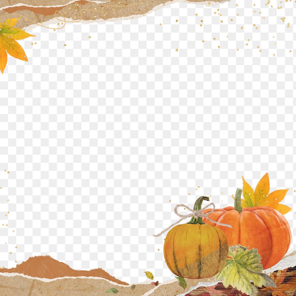 Autumn pumpkin png border, transparent background