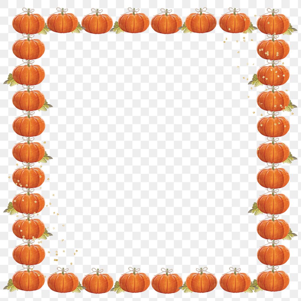 Pumpkin patterned png frame, transparent background