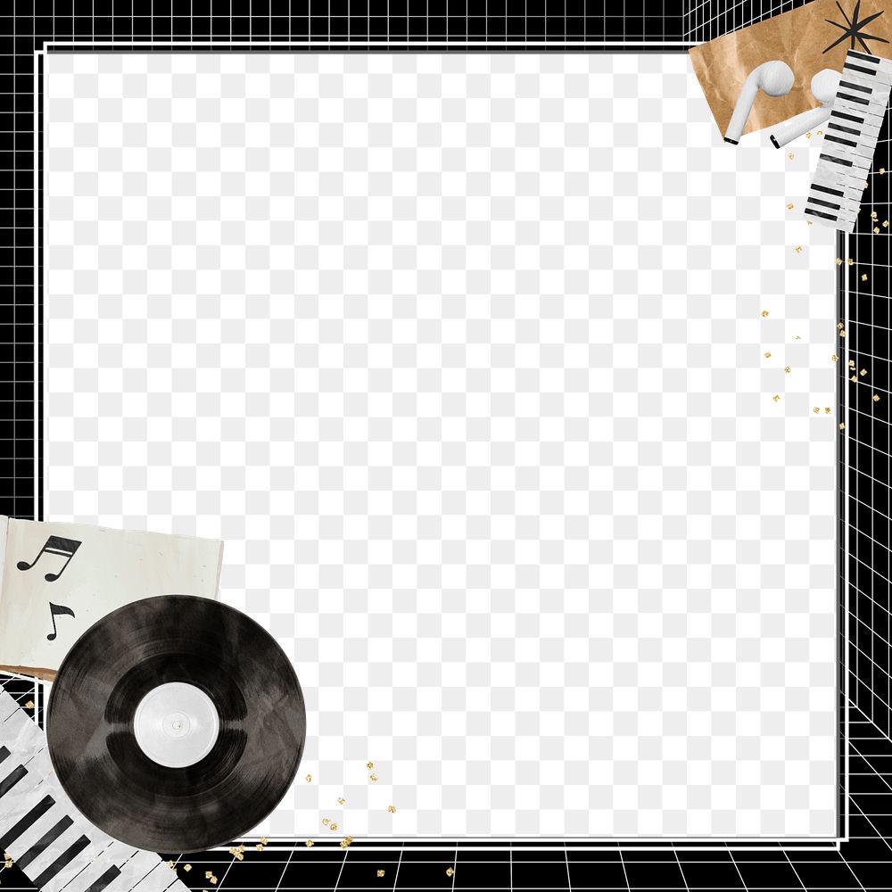 Retro music png frame, transparent background
