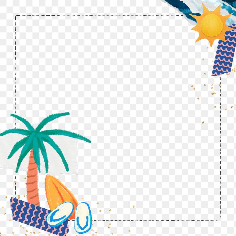 Summer palm tree png frame, transparent background