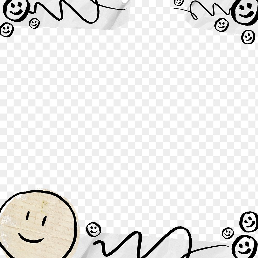 Smiling emoticon border png, transparent background