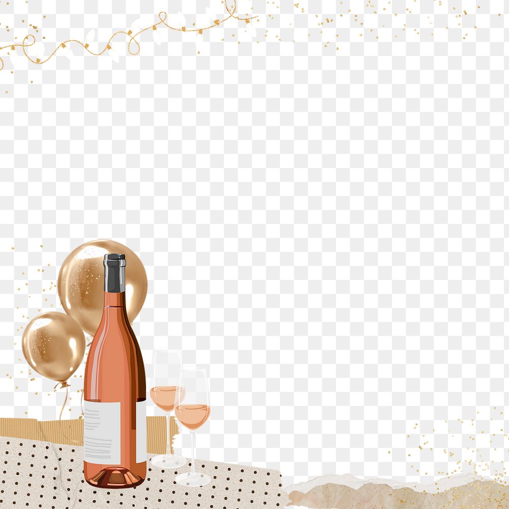 Champagne celebration  png border, transparent background