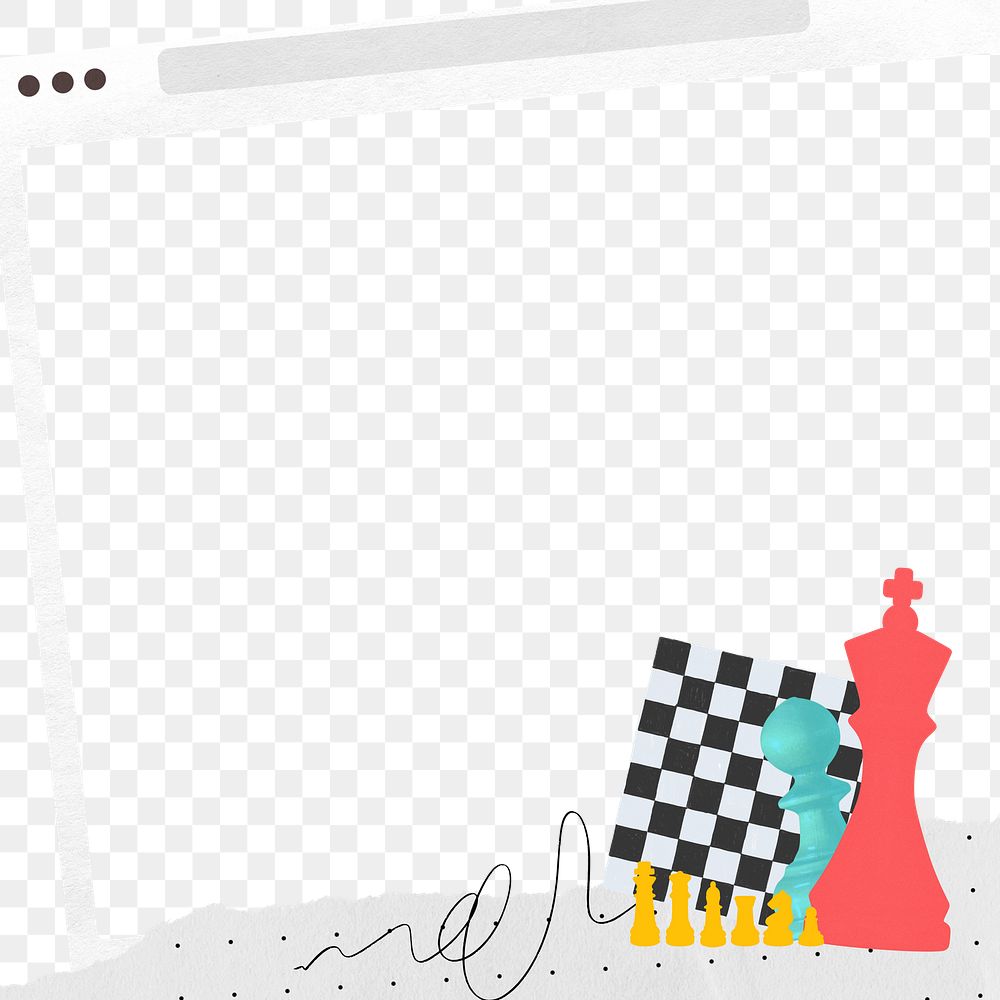 Business strategy chess png border, transparent background
