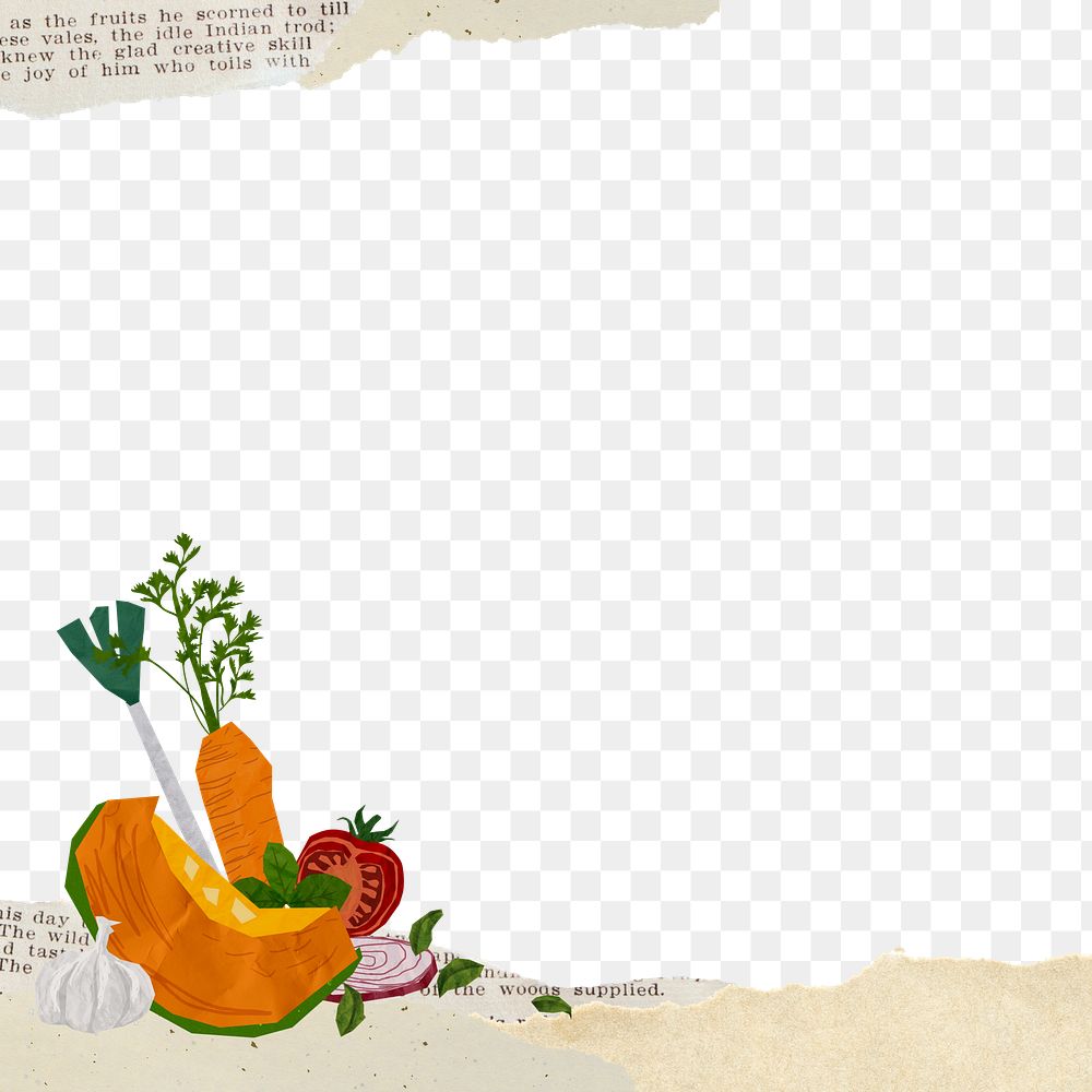 Cute vegetables png border, transparent background