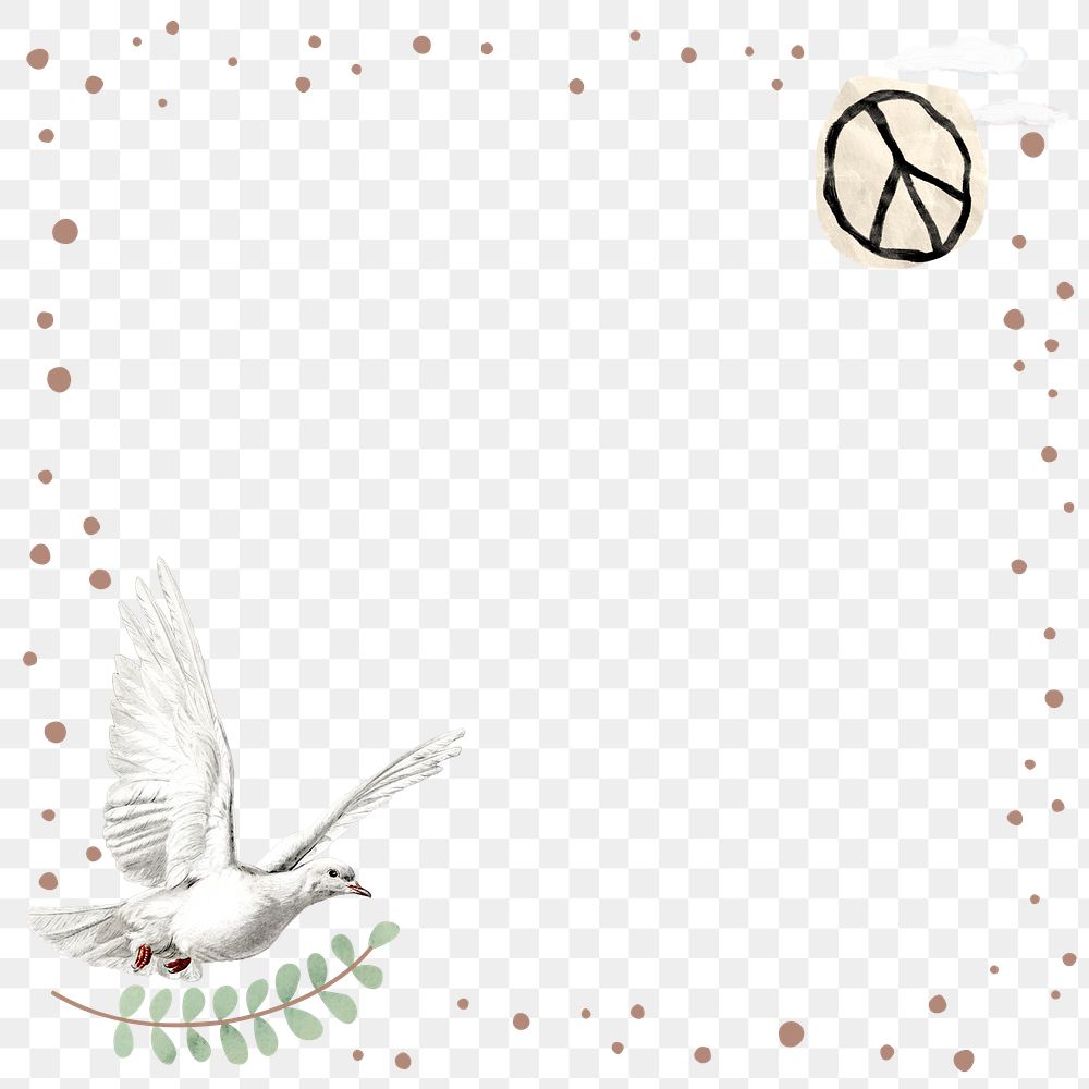 Dove of peace png frame, transparent background