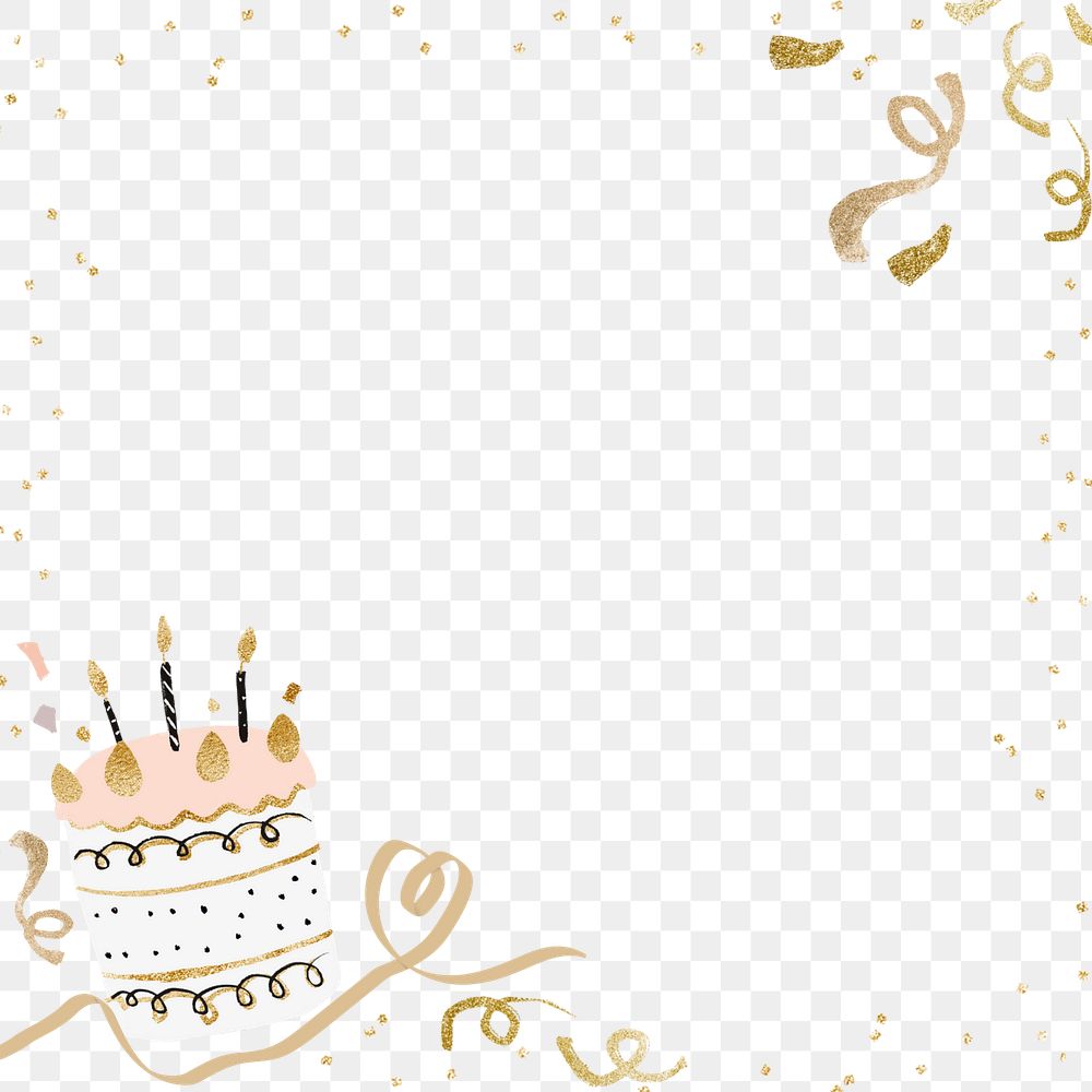 Birthday cake png border, transparent background