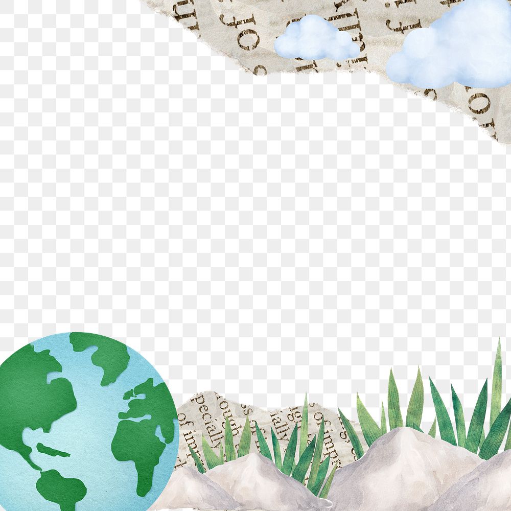 Environment globe collage png border, transparent background