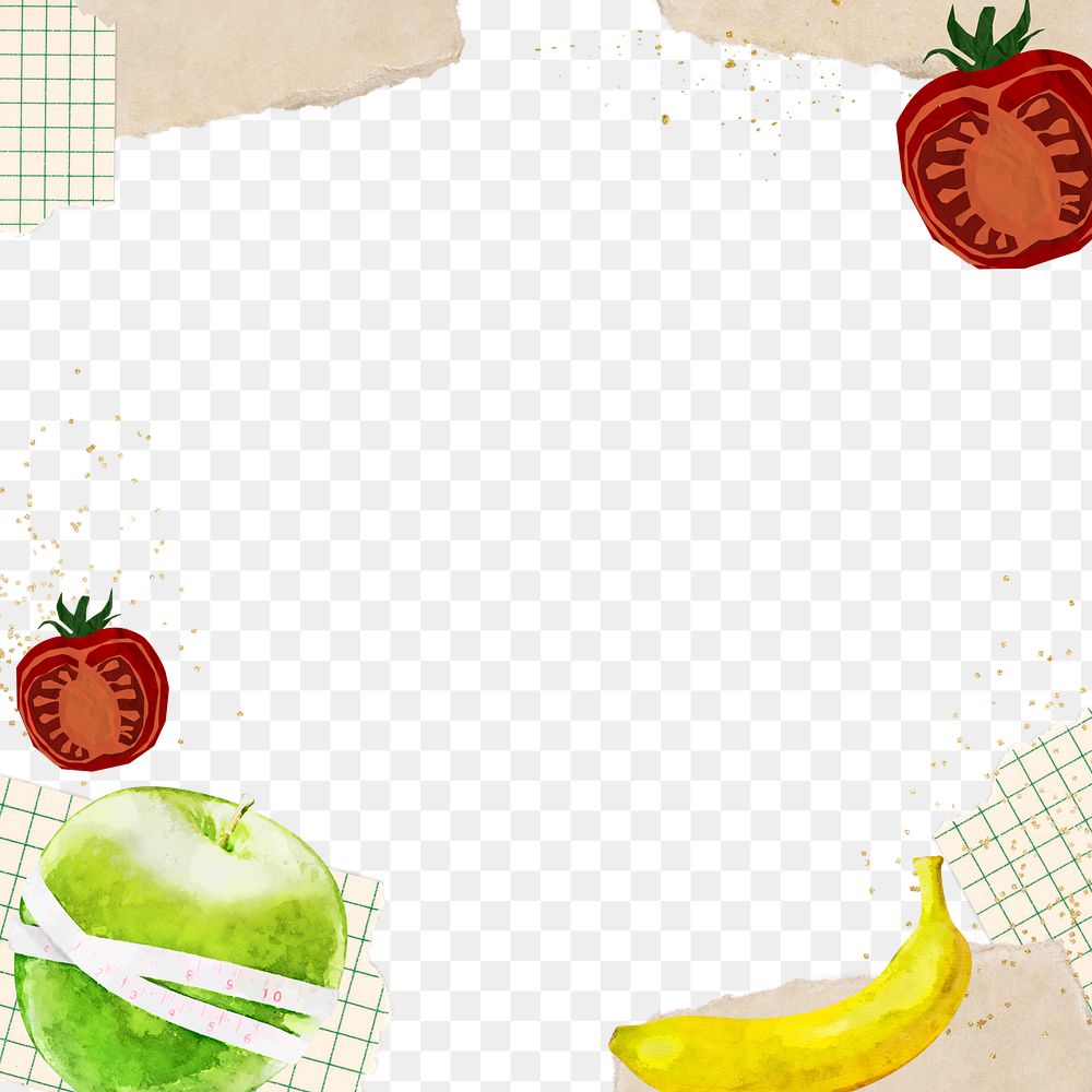 Healthy fruits png border, transparent background