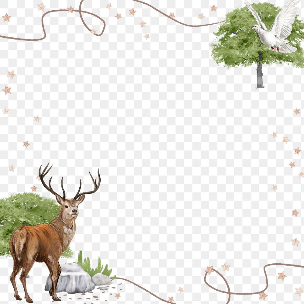 Stag deer png frame, transparent background