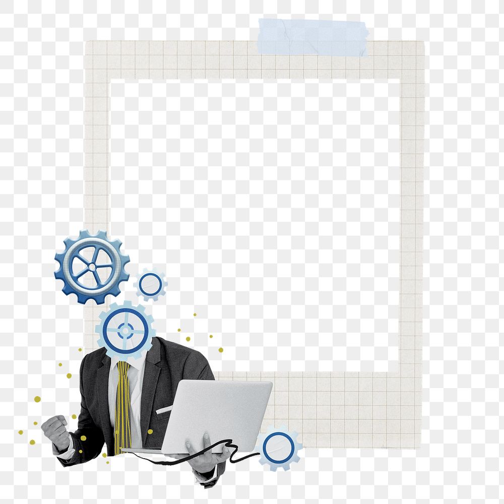 Business strategy png frame, retro instant film on transparent background