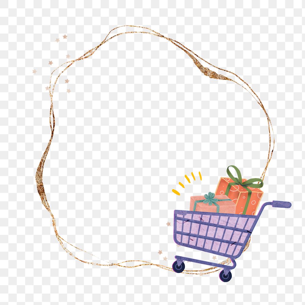 Shopping cart png frame, transparent background