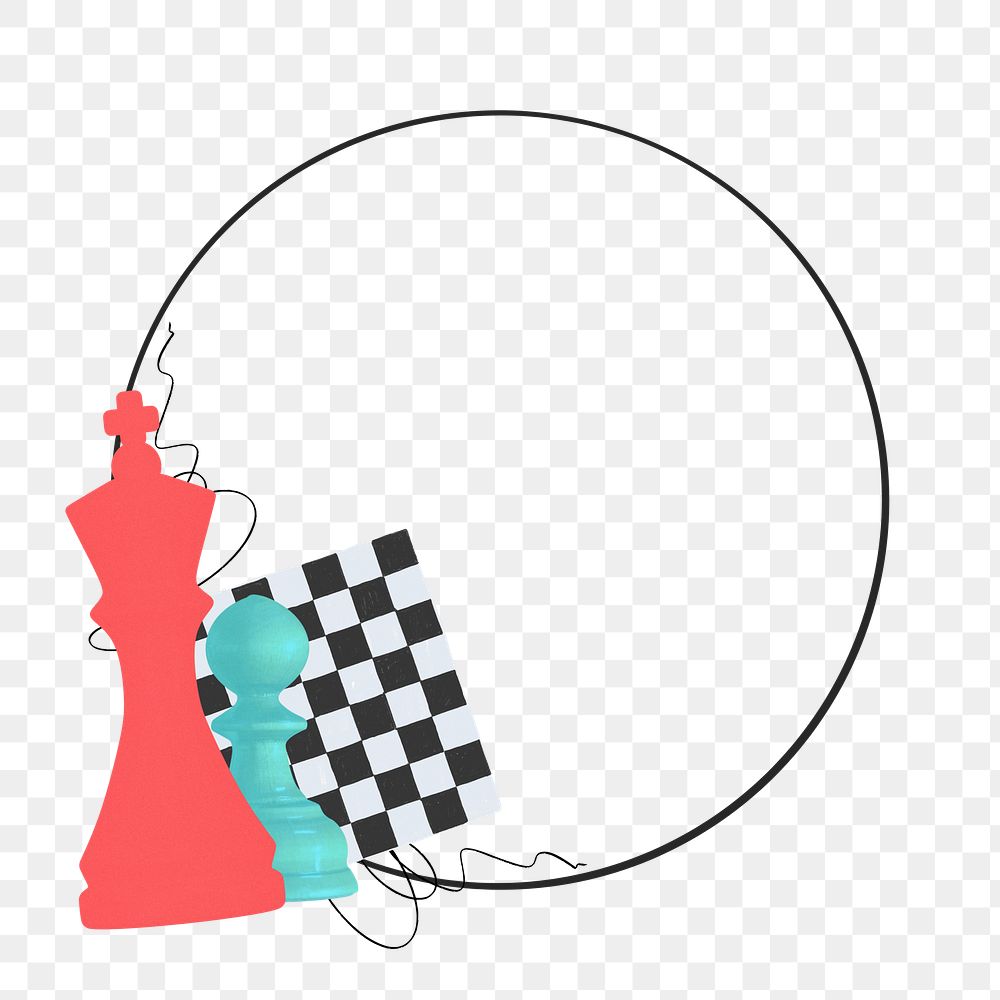 Business strategy chess png frame, circle design, transparent background