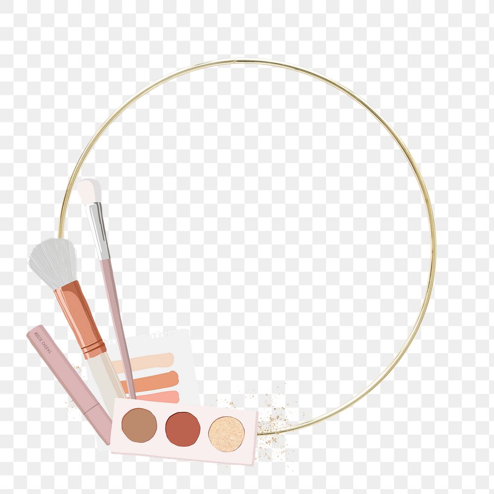 Beauty makeup  png frame, circle design, transparent background